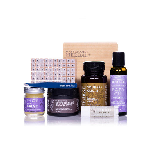 New Mama Gift Box with Earseeds Postpartum Auriculotherapy White Background
