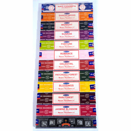Original Satya Nag Champa Gift Set – 12 Assorted Fragrances (180g Total) 15g each