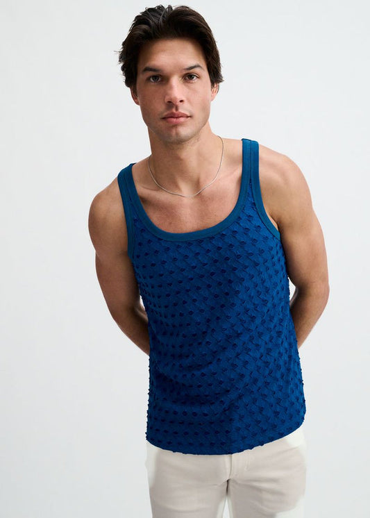 Petrol Stretch Ripped Knit Tank St-11141