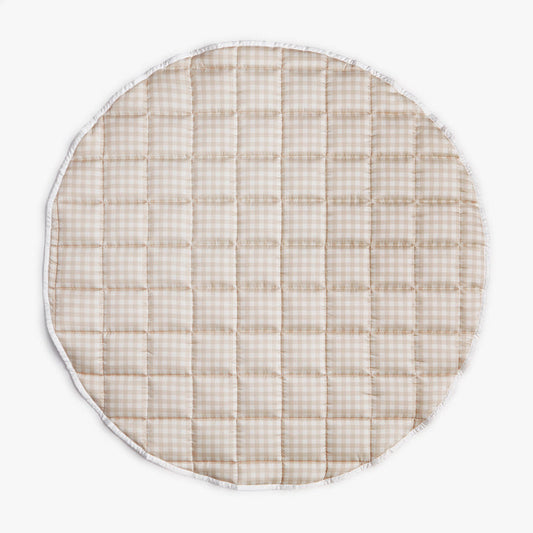 Front of play mat, Picnic Gingham print in Beige.