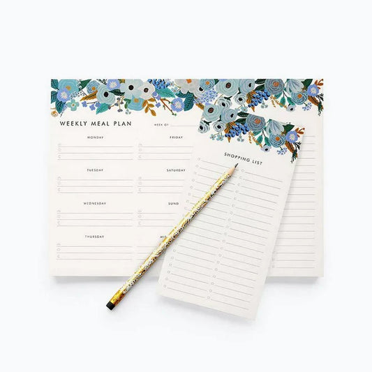 Rifle Paper Co. Blue Garden Party Meal Planner | Grocery List Notepad