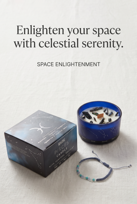 Sagittarius Zodiac Crystal Candle with Amethyst, Sodalite and Black Obsidian Bracelet Giftset