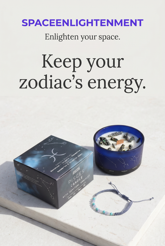 Scorpio Zodiac Crystal Candle Lapis & Black Obsidian Gemstone Bracelet Giftset