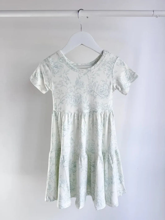 Short Sleeve Twirl Dress- Valley Blooms