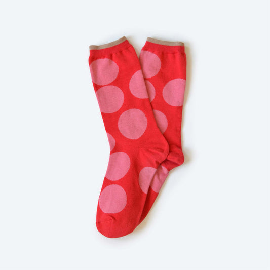 Sutro Bold Dot Crew Socks — Poppy | Hooray Sock Co.