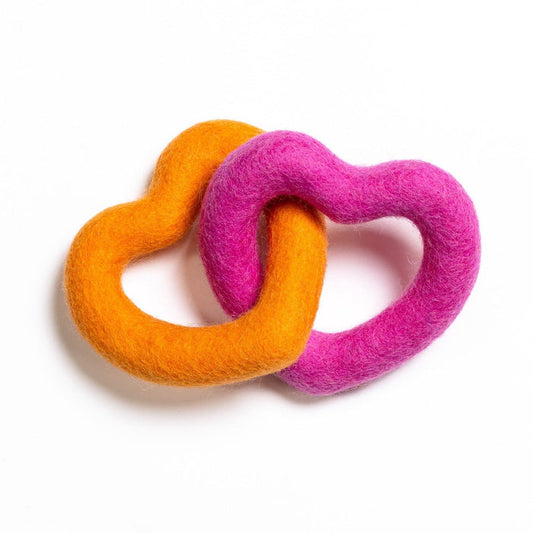 Awoo FUCHSIAORANGE Sweethearts Felt Dog Toy