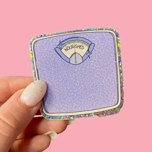 The Peach Fuzz 'Nourished' Scale Glitter Vinyl Sticker