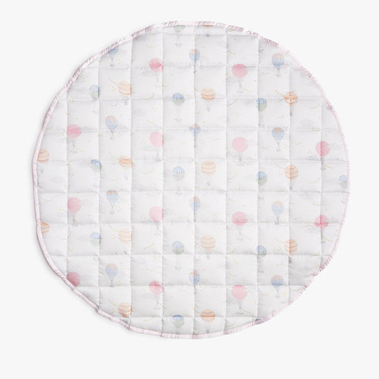 Front of play mat, Touch The Sky print in Pink.