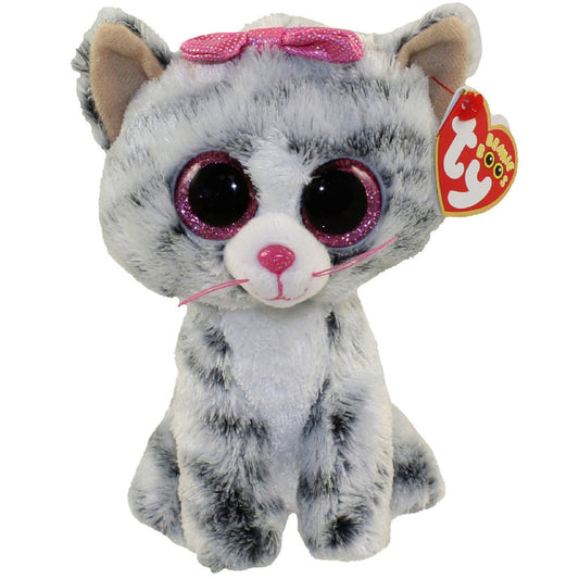 TY Kiki Grey Striped Cat Plush - Small