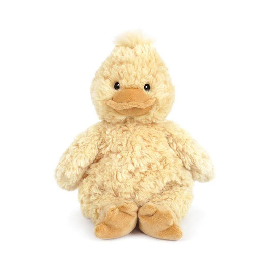 Plush duck toy on a white background