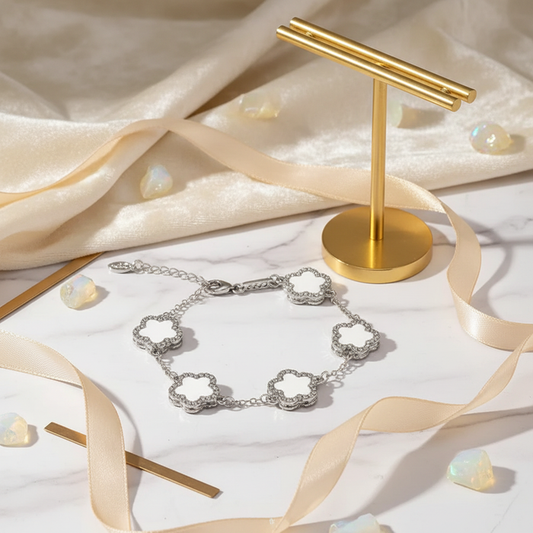 White Clover bracelet on luxurious background - new version