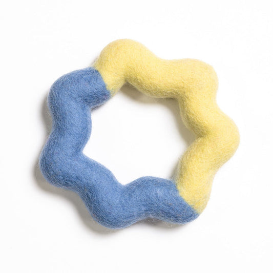Awoo BLUEYELLOW Wiggle Ring Felt Dog Toy
