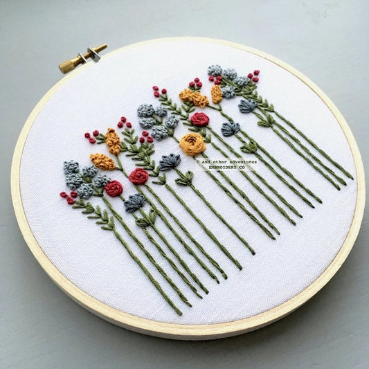 Wildflowers November Skies Hand Embroidery Kit #4044WS